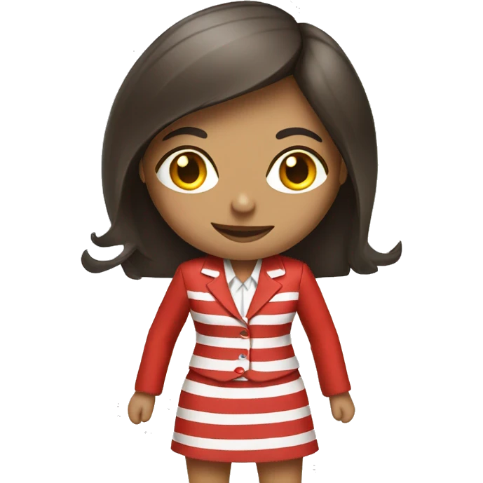 Female wearing red and white vertical striped skirt suit emoji