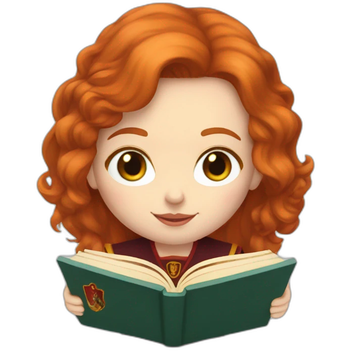 Pale skinned gryffindor Redhead reading a book emoji