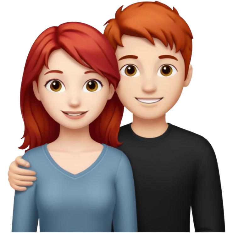 Red haired girl with black hair boy romance emoji