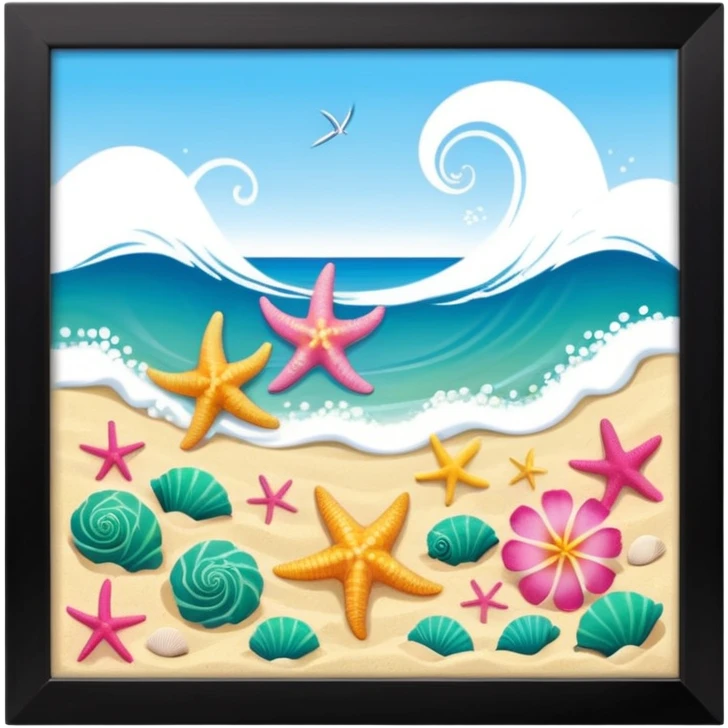 Conchiglie mare cocco onde stella marina fiori estivi tartarughe  emoji