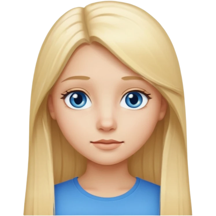 Une fille blonde aux cheveux long lisse et aux petits yeux bleus emoji