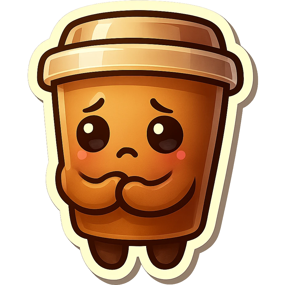Tall coffee cup, shy, hiding emoji