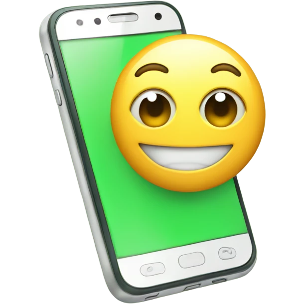 Green smartphone happy emoji