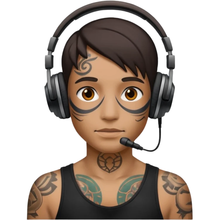 headphone and tattoes on face emoji