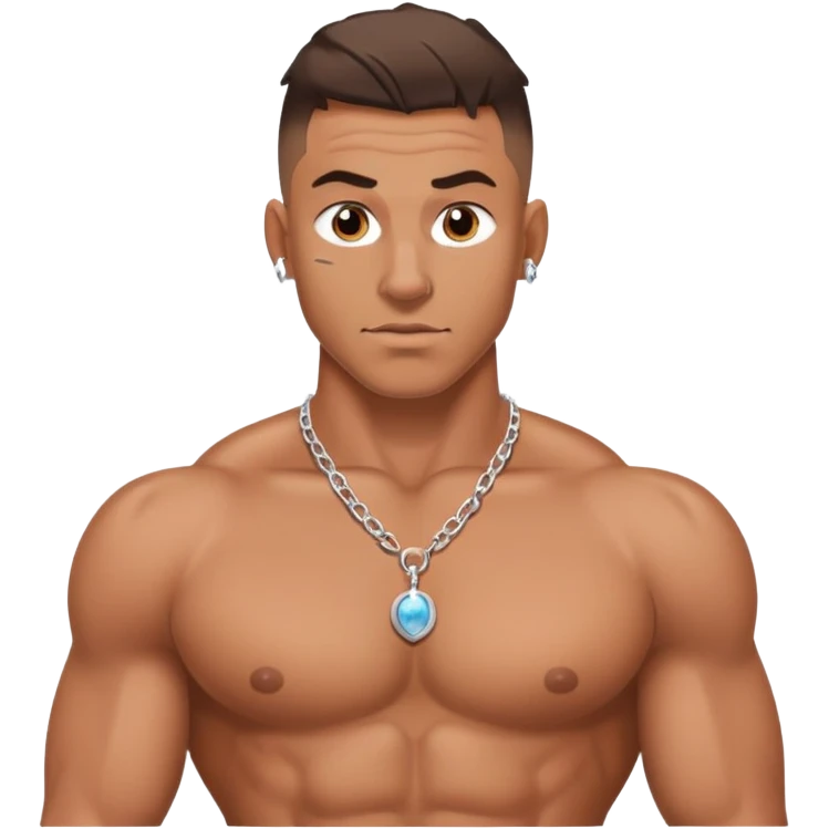 man with visible nipple rings, muscular shirtless guy with nipple piercings emoji