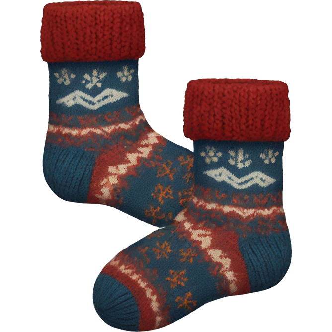 Cozy knitted winter pair of socks  emoji