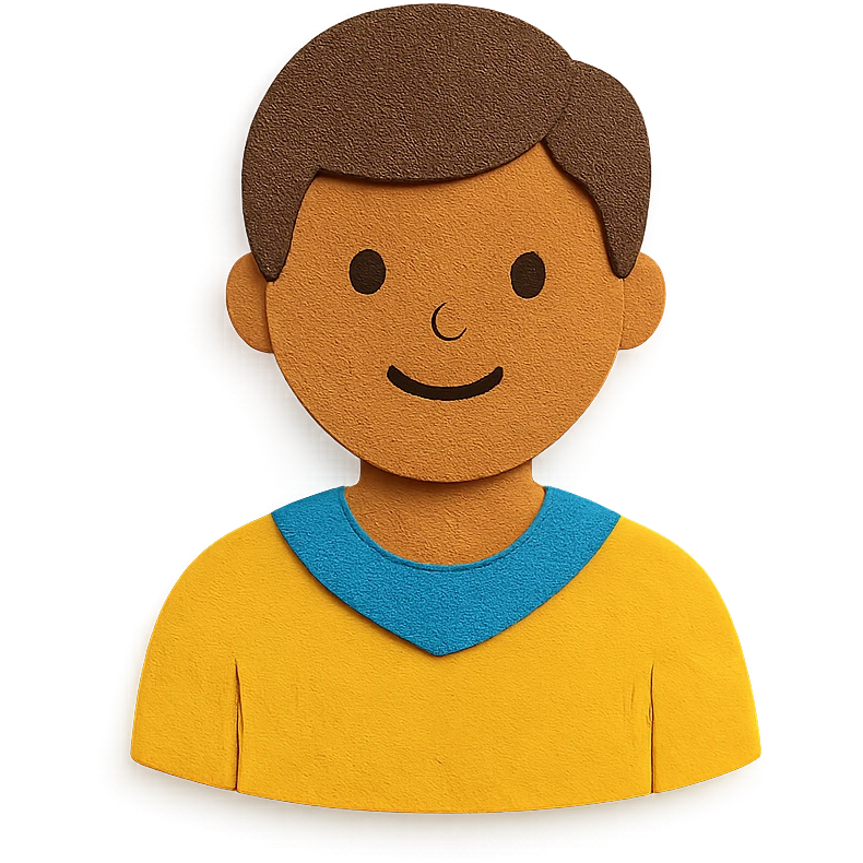 paper craft style person with layered colored paper effect emoji