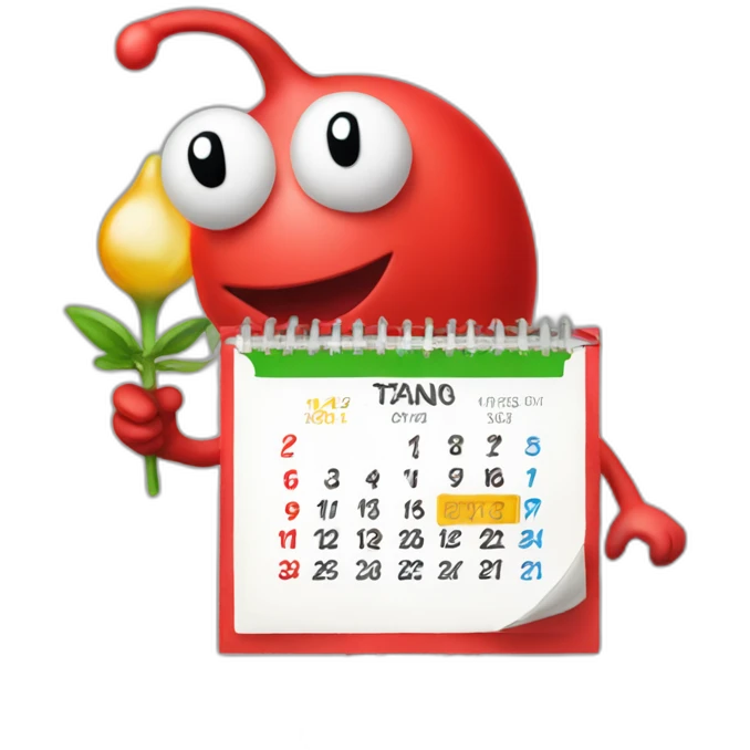 Red Pikmin with a calendar emoji