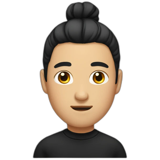 asian male wearing black hoodie with man bun emoji