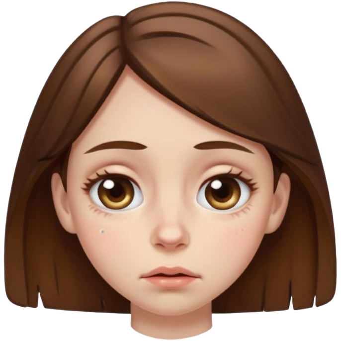brown haired girl puffy swollen eyes emoji
