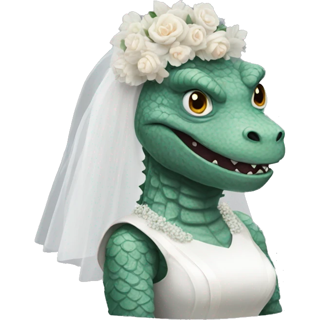 Godzilla dressed as a bride emoji