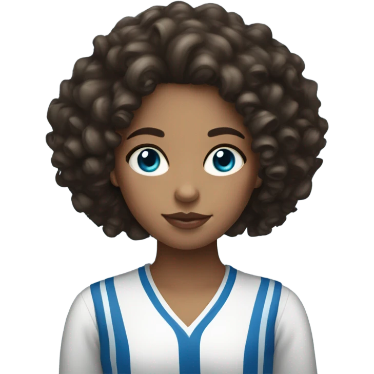 white dominican girl with dark brown big curly hair and blue eyes emoji