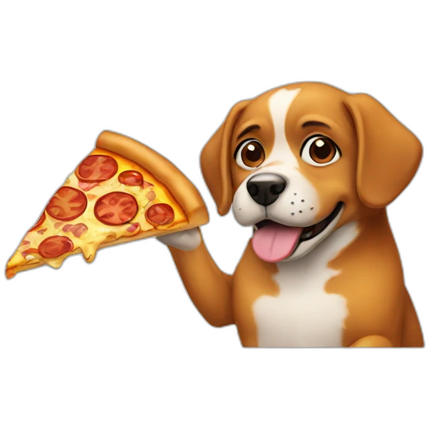 Dog with a pizza emoji