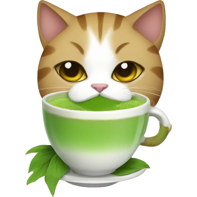 cat drinking matcha emoji
