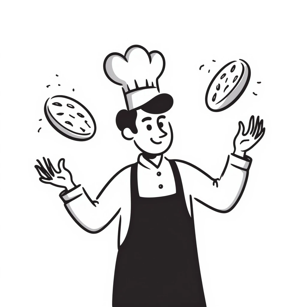 smiling Italian chef spinning pizza dough emoji