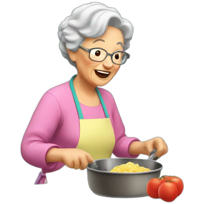 Granny coocking eat emoji