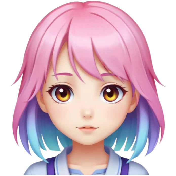 Gorgeous Cute Beautiful Blushing Petite Colorful-Shiny-Pastel-Fairy-Anime-Girl with beautiful gradient pastel hair aesthetic emoji