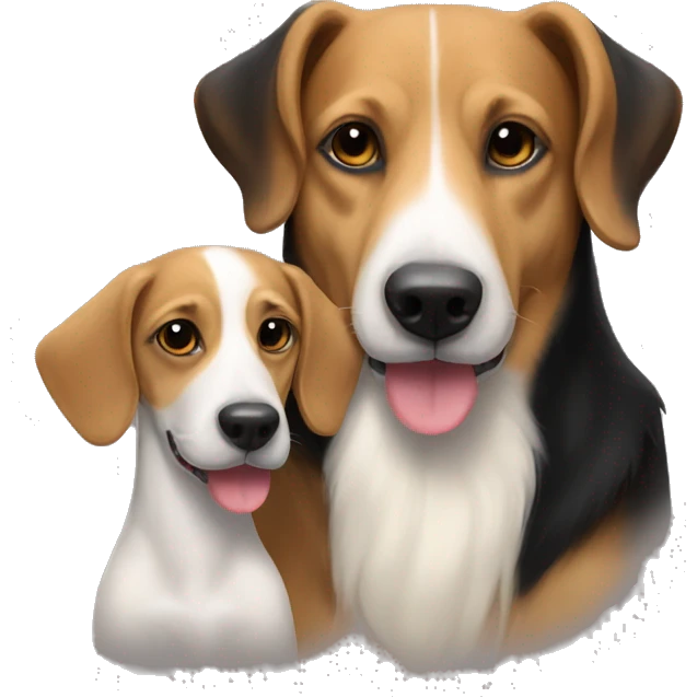 Beagle and Belgian Shepherd sharing love emoji