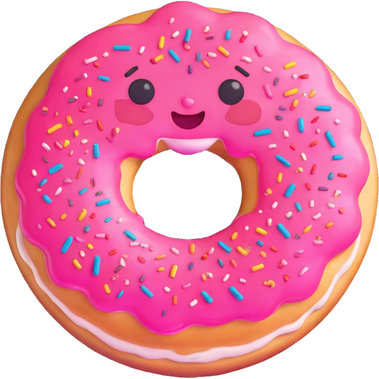 bitten donut with love it expression, heart eyes, small smile, blushing cheeks, colorful, expressive, minimal modern emoji style emoji