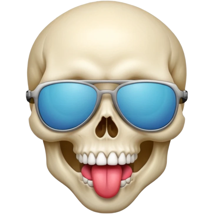 Skull wearing sunglasses and tongue sticking out emoji