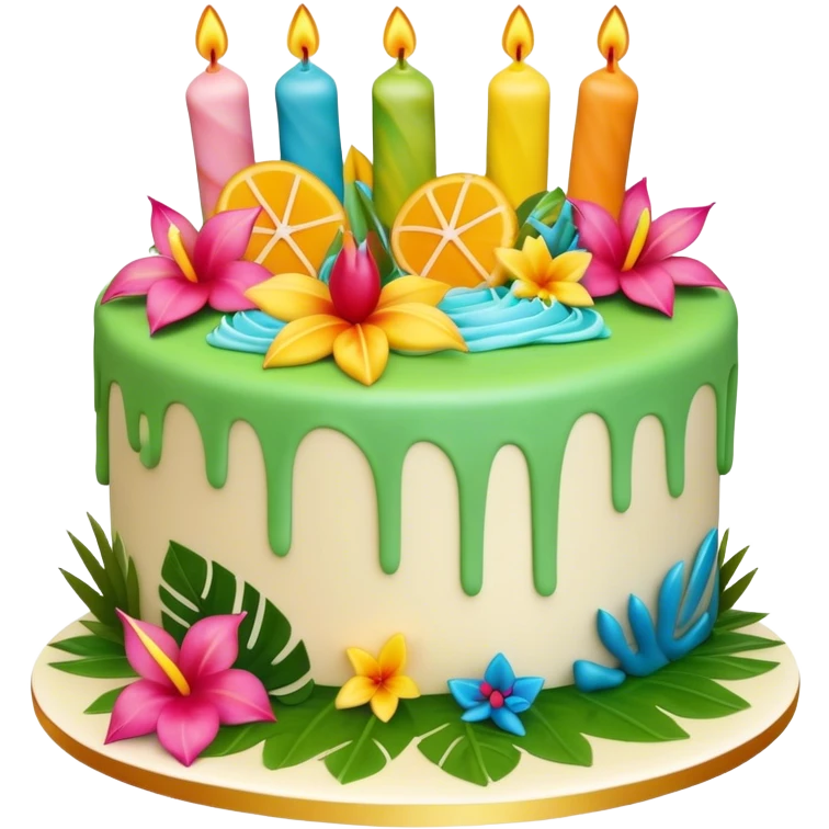 Realistic tropical themed birthday cake emoji