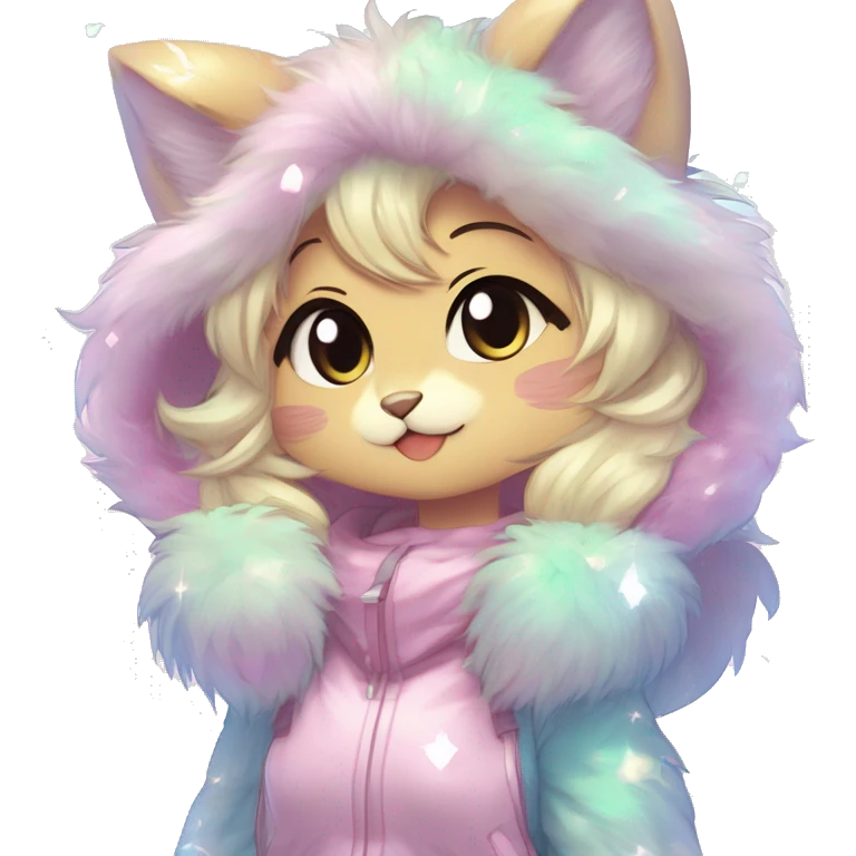 Anthro Cute Fluffy Gorgeous Magical Petite Shiny Colorful Pastel Glitter Sparkle Stars Anime Chibi Fantasy-Animal-Fakémon-Pokémon-Hybrid Fur Sona Aesthetic Trending Style Full Body emoji