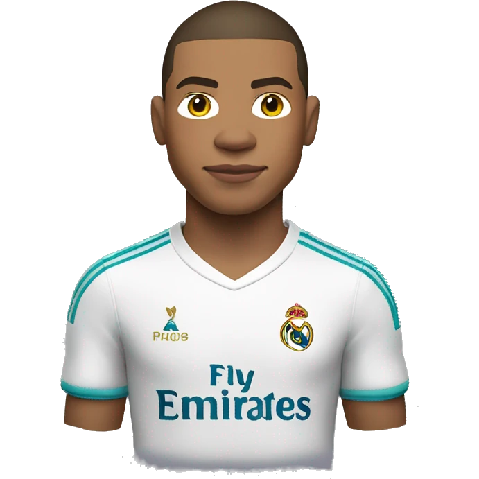kylian mbappe in real madrid shirt, torso up emoji