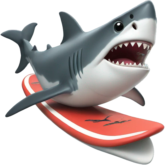 Shark with top hat surfing emoji