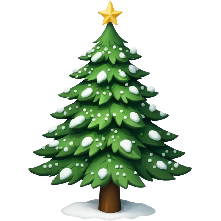 Christmas tree with white lights in nature and snow on top emoji