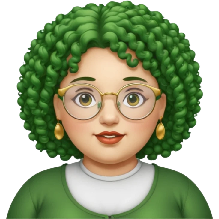  glassess and green curly haired fat girl earrings emoji