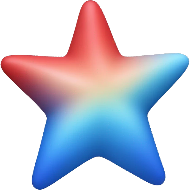 a simple star in 3d with a gradient blue and red emoji