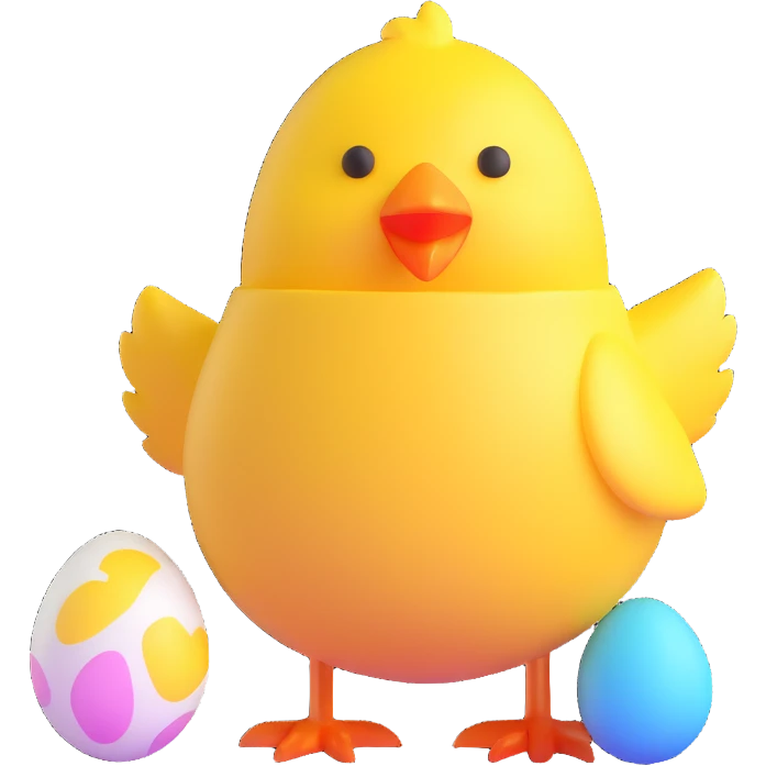 Easter chick with egg shell emoji