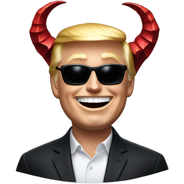 Trump with satan sitting on his left shoulder and musk on his right shoulder  emoji