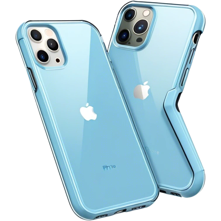 iphone 15 pro in a light blue case emoji