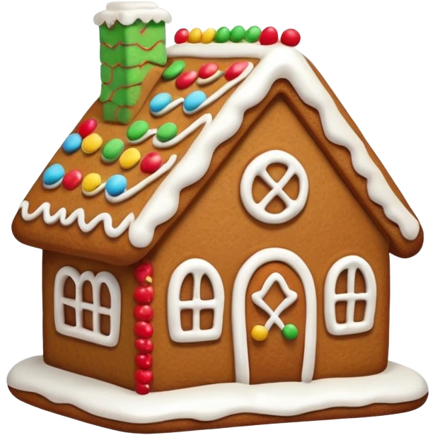 gingerbread house cookie with white icing emoji