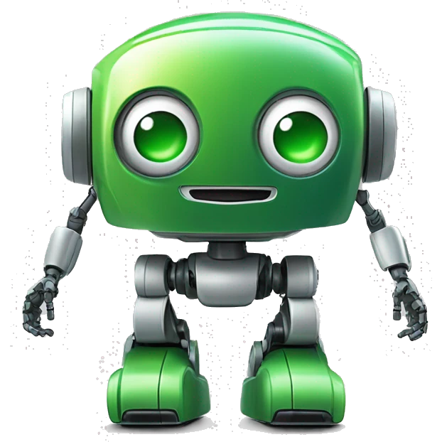robot say Hello welcome  que tenga colores verdes emoji