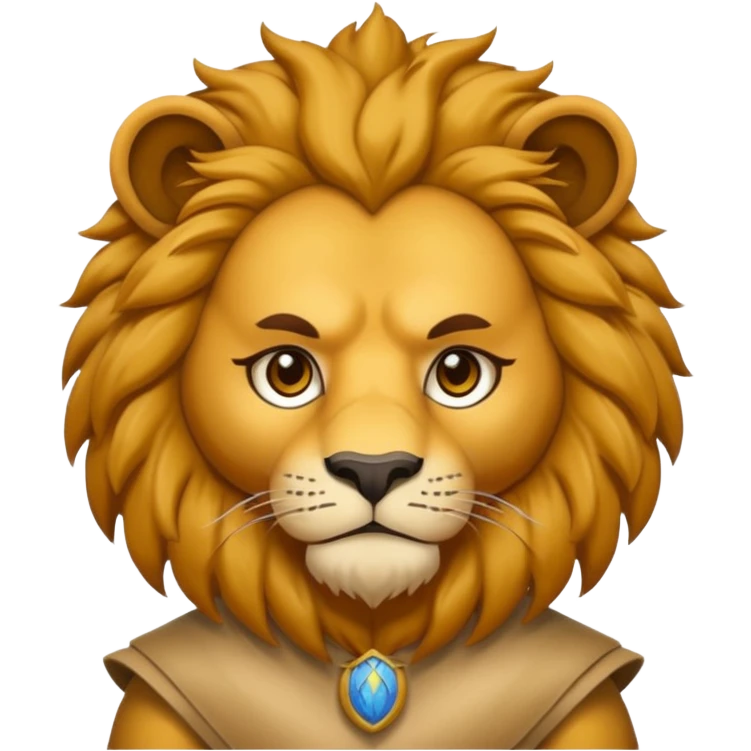 human in a lion costume, the lion face might be a little angry emoji