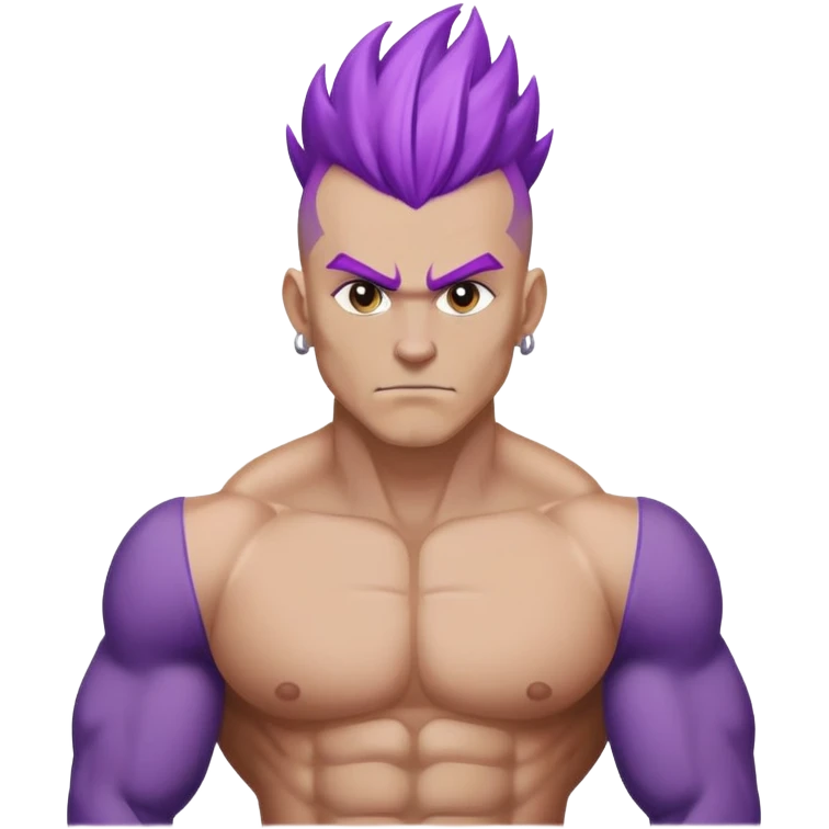 Man with purple Mohawk being strong emoji