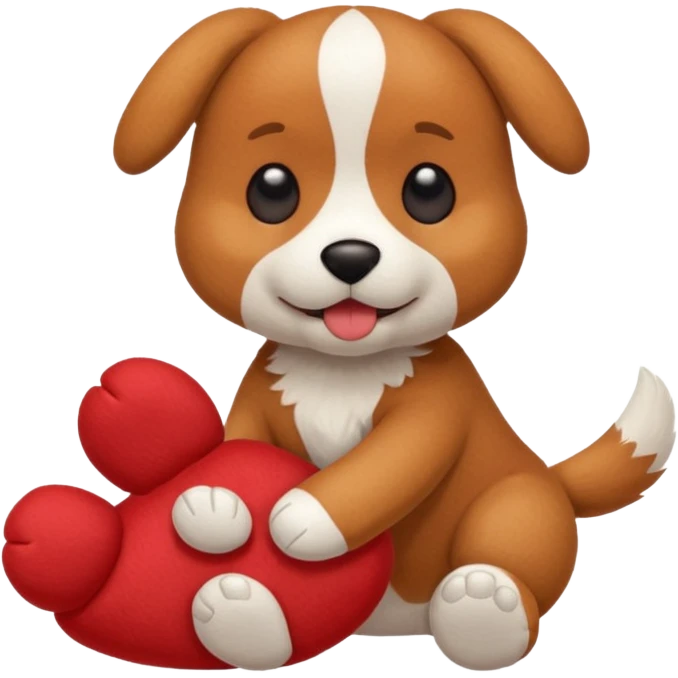 Dog playing with a stuffed animal emoji