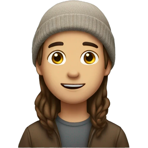 boy with chin long brown hair, a beanie  emoji