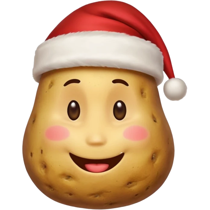 Potato with a smile face and a Santa Christmas hat on emoji