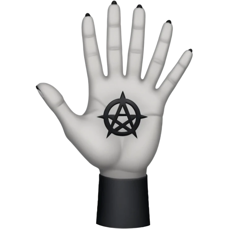 light grey hand with a black occult symbol on the palm and wrist slit emoji