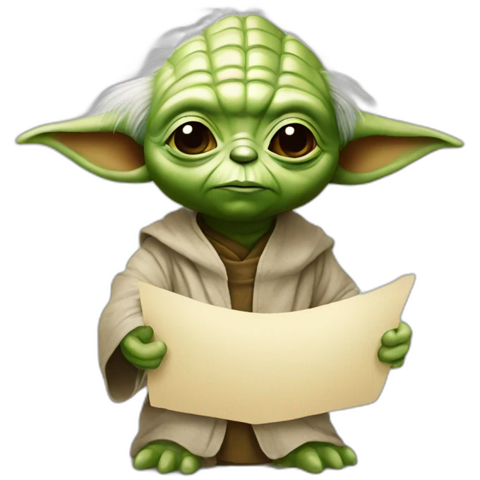 Yoda with card  emoji