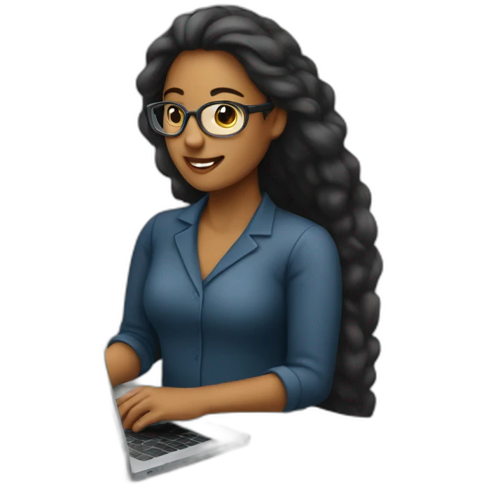 Mujer de pelo oscuro trabajando con una laptop emoji