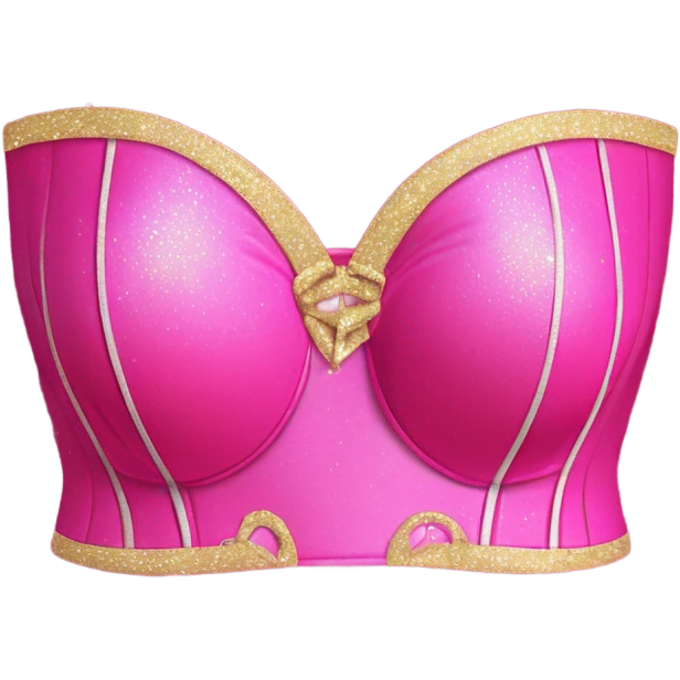 Hot pink corset and bikini bottom with glitter emoji