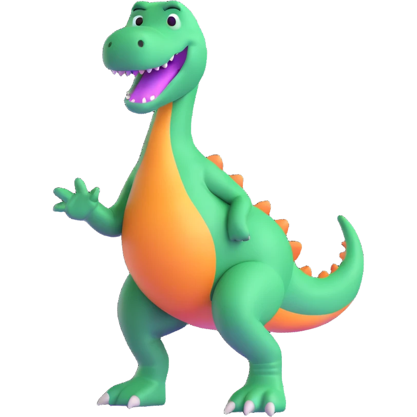 Barney the Dinosaur twerking, fun and dynamic, 3D emoji style emoji