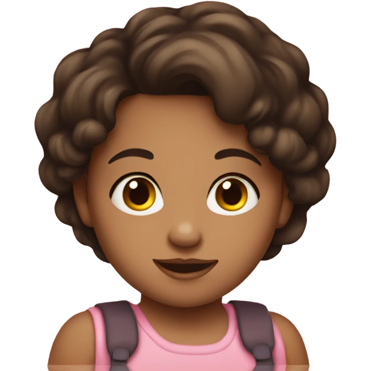 Brunette girl holding girl toddler emoji