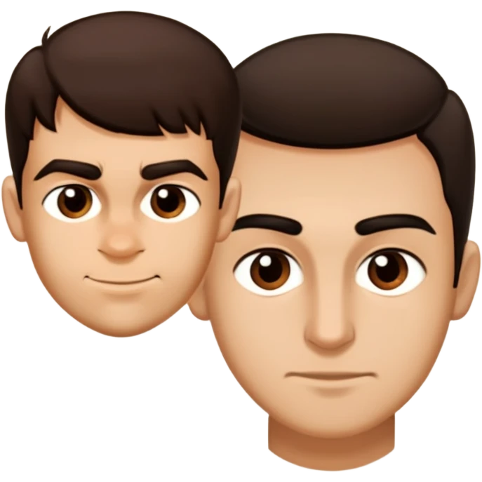 Make the emoji of the guy look as close as possible to the guy in the photos. Match the hair shape and color, eyebrow shape, eyes, nose, lips, skin tone, and facial expression. Keep the emoji style and composition unchanged. emoji