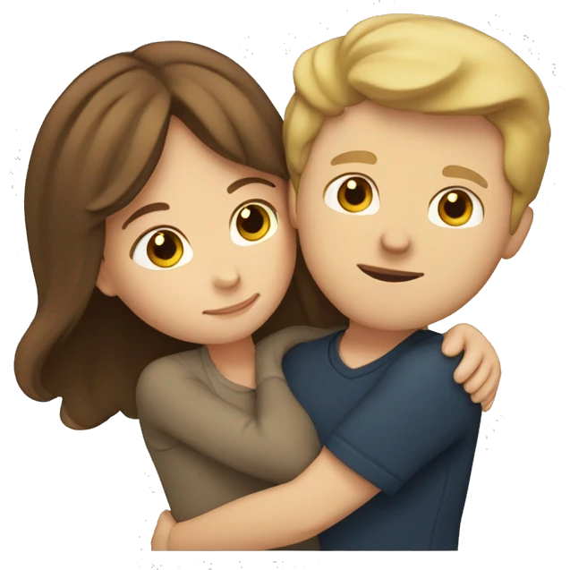 White girl with brown hair hugging white guy with dark blonde hair emoji