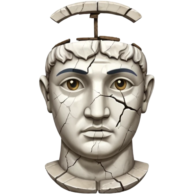 white cracked marble greek statue head emoji